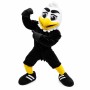 Showing Off Black Muscular Eagle Mascot Costume