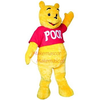 Short Plush Cartoon Pooh Bear Mascot Costume