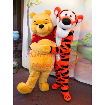 Harmonious Pooh Bear and Tigger Friends Mascot Costume