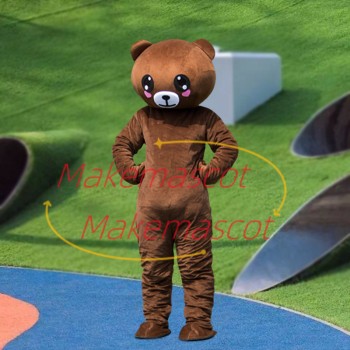 Introverted Girl Brown Bear Mascot Costume Introverted Girl Brown Bear Mascot Costume