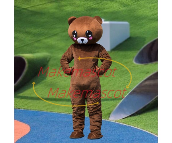 Introverted Girl Brown Bear Mascot Costume Introverted Girl Brown Bear Mascot Costume