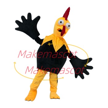 Lively Skinny Black Chicken Mascot Adult Costume