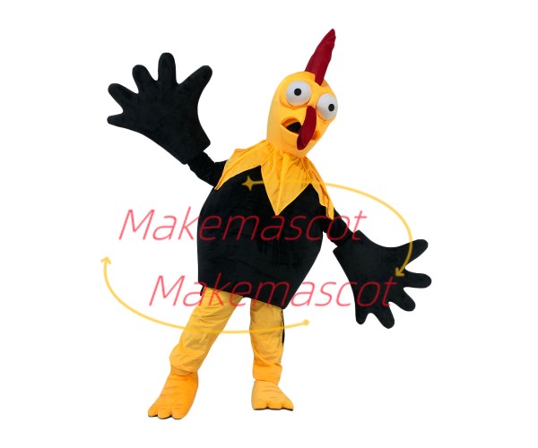 Lively Skinny Black Chicken Mascot Adult Costume