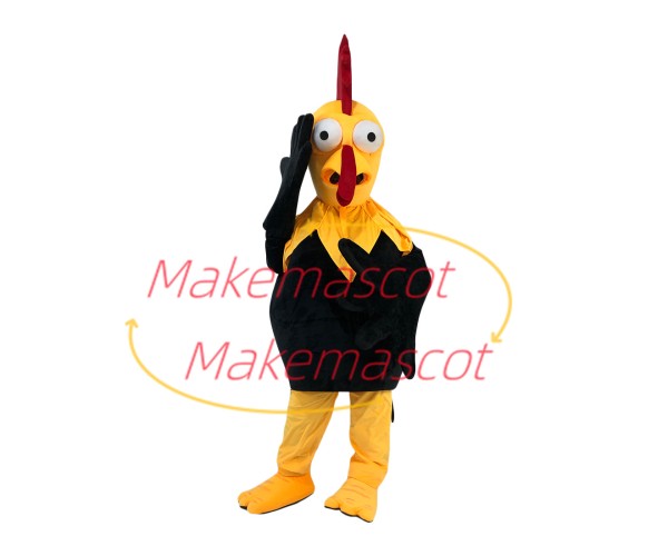 Lively Skinny Black Chicken Mascot Adult Costume