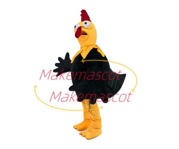 Lively Skinny Black Chicken Mascot Adult Costume