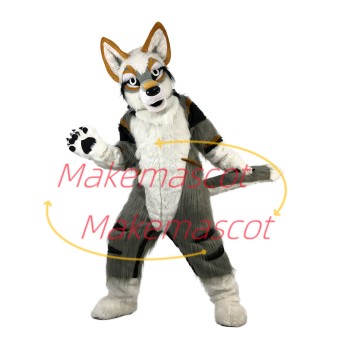 Vigorous the Smooth-coat Wolf Mascot Costume