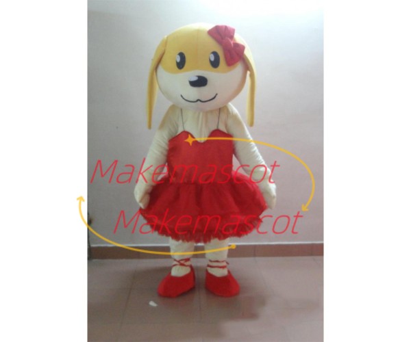 Deportment Dog In the Red Tutu Mascot Costume Deportment Dog In the Red Tutu Mascot Costume