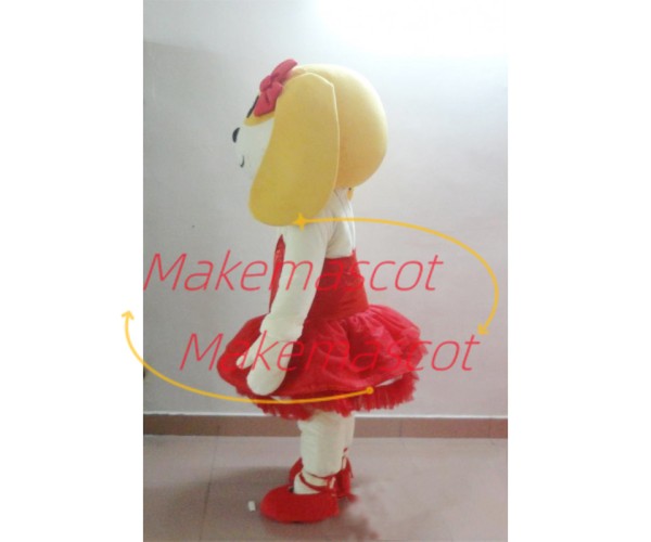 Deportment Dog In the Red Tutu Mascot Costume Deportment Dog In the Red Tutu Mascot Costume