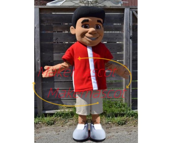The Outdoor Sport Black Boy Mascot Costume The Outdoor Sport Black Boy Mascot Costume
