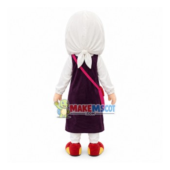 Shy Girl Carrying Big Shoulder Bag Mascot Costume Shy Girl Carrying Big Shoulder Bag Mascot Costume