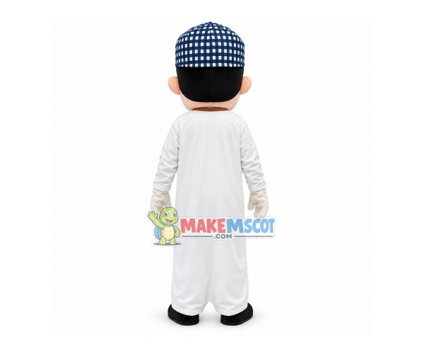 Uyghur Teenager In Plaid Headscarf Mascot Costume Uyghur Teenager In Plaid Headscarf Mascot Costume