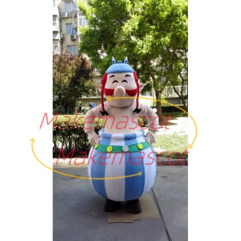 Red-haired Warrior Doll With Barrel Body Mascot Costume