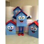 Red Roof Cartoon Lodge With Chimney Mascot Costume
