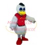 Sleepy White Duck In Vest Jacket Mascot Costume
