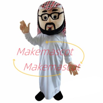 Enthusiastic Bearded Arab Man Mascot Costume Enthusiastic Bearded Arab Man Mascot Costume
