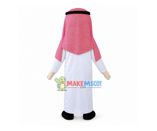 Traditional Arab Man With Pink Turban Mascot Costume Traditional Arab Man With Pink Turban Mascot Costume