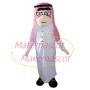 Traditional Arab Man With Pink Turban Mascot Costume