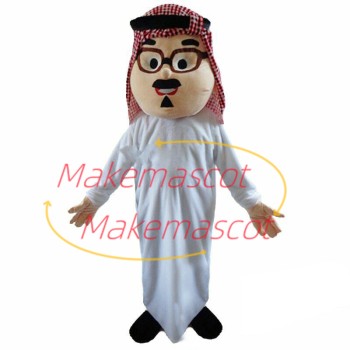 Rich Arab Man Wearing Glasses Mascot Costume