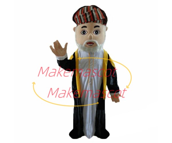 Friendly White Beard Indian Grandpa Mascot Costume Friendly White Beard Indian Grandpa Mascot Costume