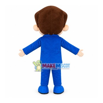 Elite Man In The Blue Dinner Suits Mascot Costume Elite Man In The Blue Dinner Suits Mascot Costume