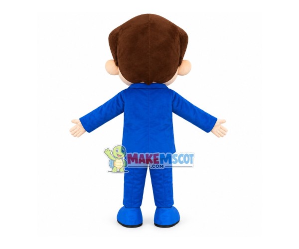Elite Man In The Blue Dinner Suits Mascot Costume Elite Man In The Blue Dinner Suits Mascot Costume