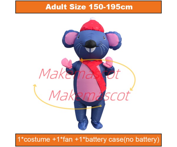 Large Winter Rat Inflatable Mascot Costume Large Winter Rat Inflatable Mascot Costume
