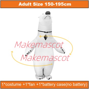 Looking Up Inflatable Polar Bear Mascot Costume Looking Up Inflatable Polar Bear Mascot Costume