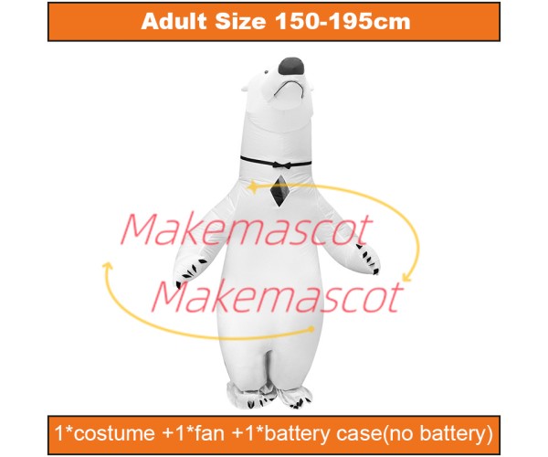 Looking Up Inflatable Polar Bear Mascot Costume Looking Up Inflatable Polar Bear Mascot Costume