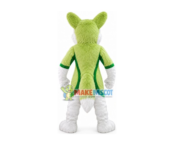 Imposing Blue Eyed Wolf Mascot Costume