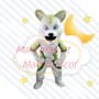 Imposing Blue Eyed Wolf Mascot Costume