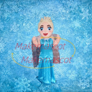 Snow Queen Elsa Wearing Cloak Mascot Costume Snow Queen Elsa Wearing Cloak Mascot Costume