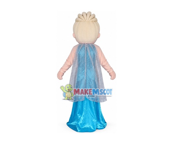 Snow Queen Elsa Wearing Cloak Mascot Costume Snow Queen Elsa Wearing Cloak Mascot Costume