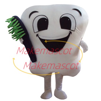 Adult Tooth Holding Black Brush Mascot Costume