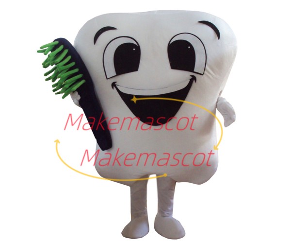 Adult Tooth Holding Black Brush Mascot Costume Adult Tooth Holding Black Brush Mascot Costume
