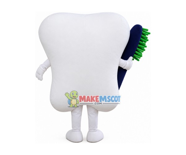 Adult Tooth Holding Black Brush Mascot Costume Adult Tooth Holding Black Brush Mascot Costume