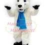 White Hairy Bear Wearing Scarf Mascot Costume