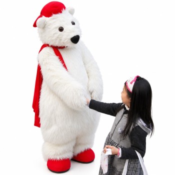 Christmas Long-haired Polar Bear Mascot Costume Christmas Long-haired Polar Bear Mascot Costume