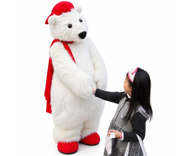 Christmas Long-haired Polar Bear Mascot Costume Christmas Long-haired Polar Bear Mascot Costume