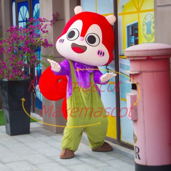 Optimistic Chipmunk In Purple Blouse Mascot Costume