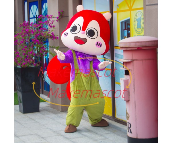 Optimistic Chipmunk In Purple Blouse Mascot Costume Optimistic Chipmunk In Purple Blouse Mascot Costume