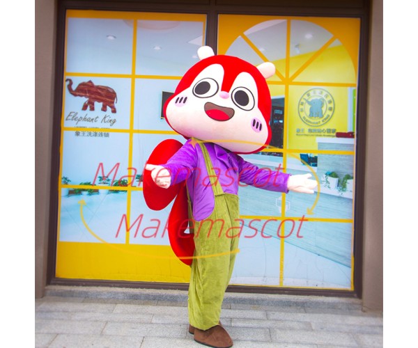 Optimistic Chipmunk In Purple Blouse Mascot Costume Optimistic Chipmunk In Purple Blouse Mascot Costume