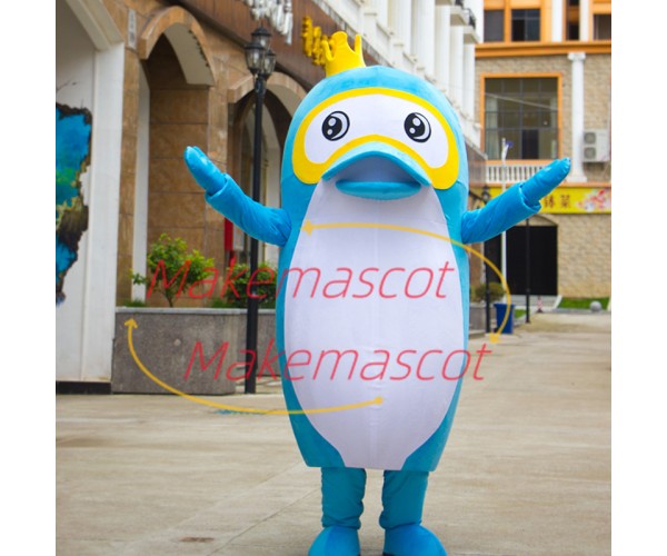 Standing Style Diving Crown Dolphin Mascot Costume Standing Style Diving Crown Dolphin Mascot Costume
