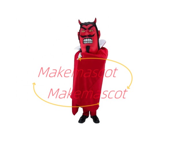 Hideous Face Demon With Red Cloak Mascot Costume Hideous Face Demon With Red Cloak Mascot Costume
