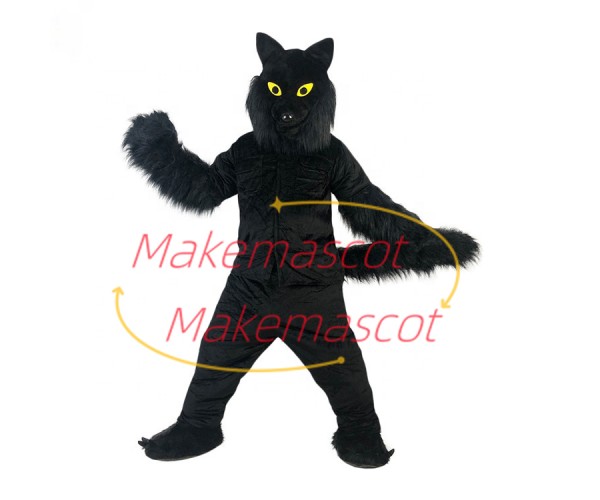 Catching Prey The Black Wolf Mascot Costume Catching Prey The Black Wolf Mascot Costume