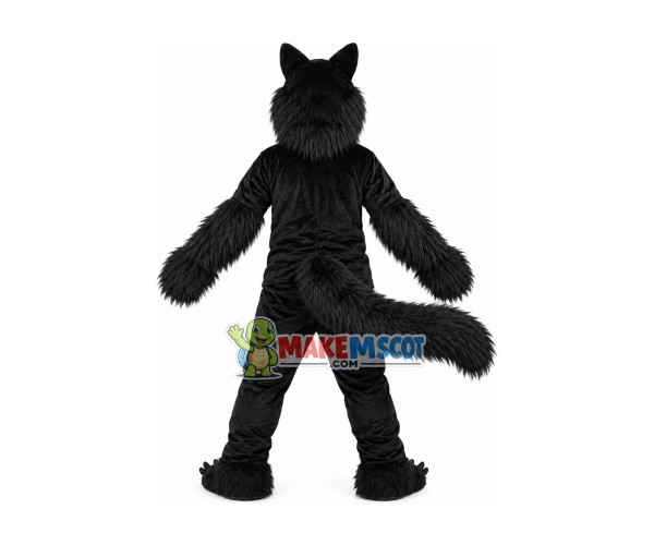 Catching Prey The Black Wolf Mascot Costume Catching Prey The Black Wolf Mascot Costume