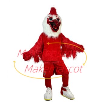 Forceful The Hairy Red Rooster Mascot Costume Forceful The Hairy Red Rooster Mascot Costume