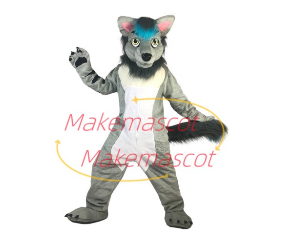 Adult Size Vigilant Gray Wolf Dog Mascot Costume Adult Size Vigilant Gray Wolf Dog Mascot Costume
