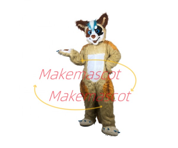 Pleased Brown Wolf With Smooth Fur Mascot Costume Pleased Brown Wolf With Smooth Fur Mascot Costume