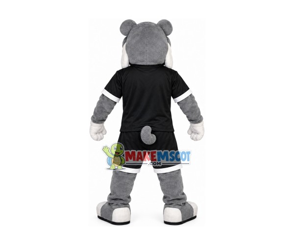 Fierce Bulldog With Black Sports Suit Mascot Costume Fierce Bulldog With Black Sports Suit Mascot Costume
