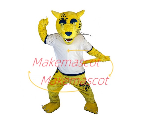 Vigorous Yellow Leopard of College Mascot Costume Vigorous Yellow Leopard of College Mascot Costume